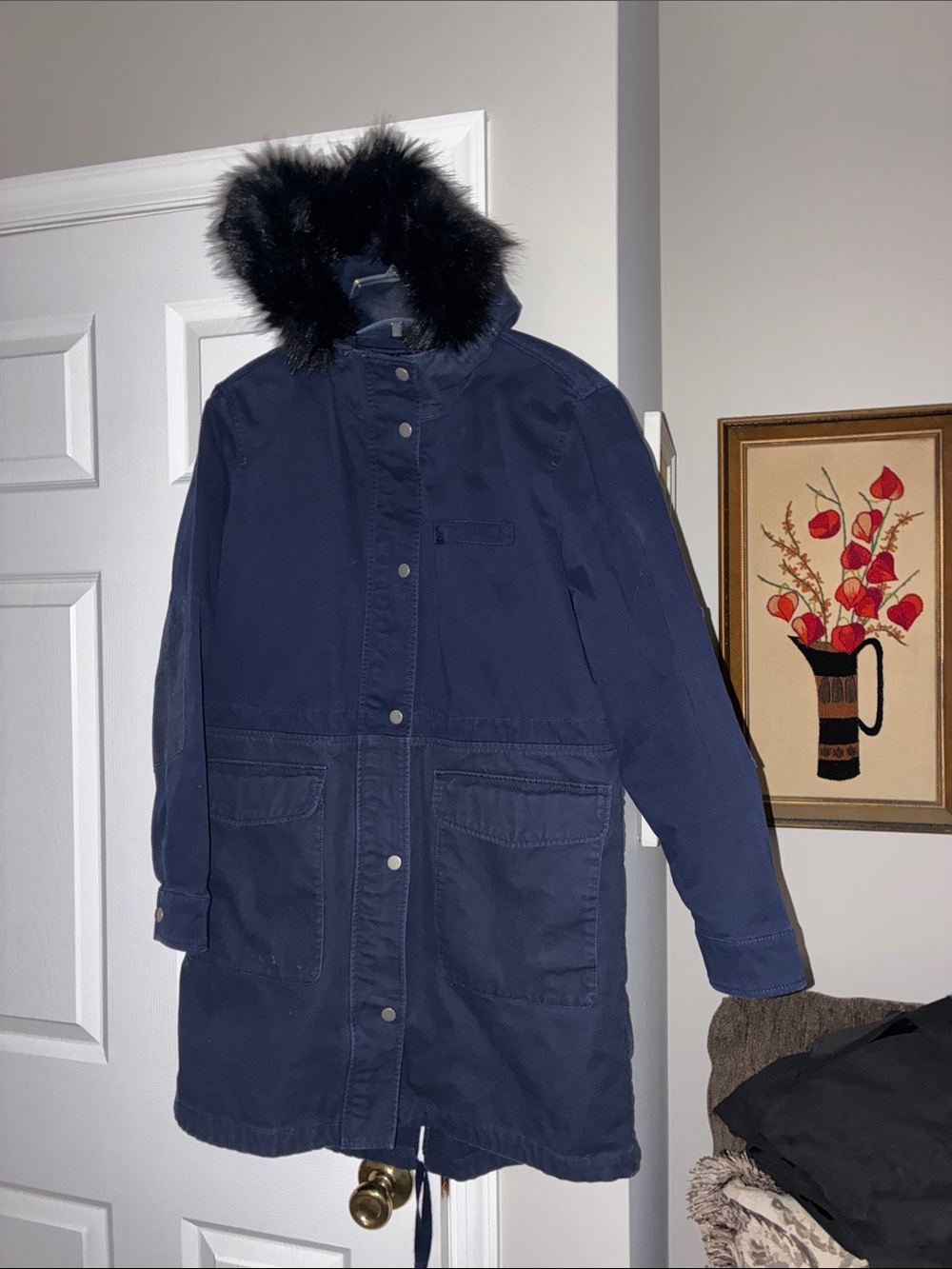 Gorgeous Gap Trench Coat with Faux Fur Around the Hood Size Medium